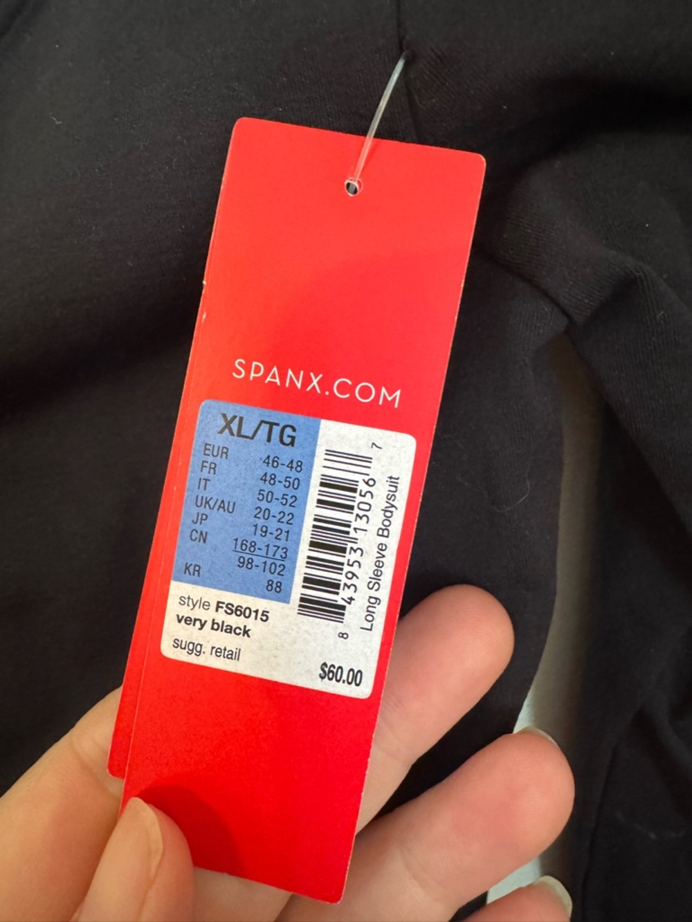 Spanx Black Long Sleeve Bodysuit Size XL/TG NWT - Picture 5 of 7